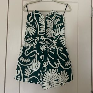 H&M Conscious Green Palm Print Romper, Size 10, NWT